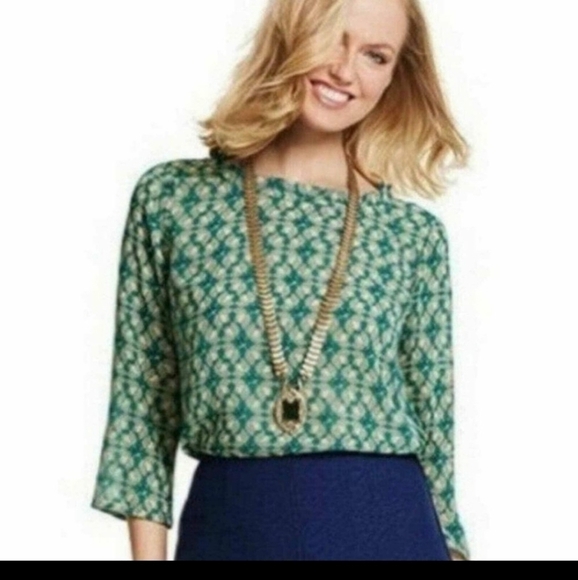 Cabi Jade Leaf Print Top - Picture 2 of 14